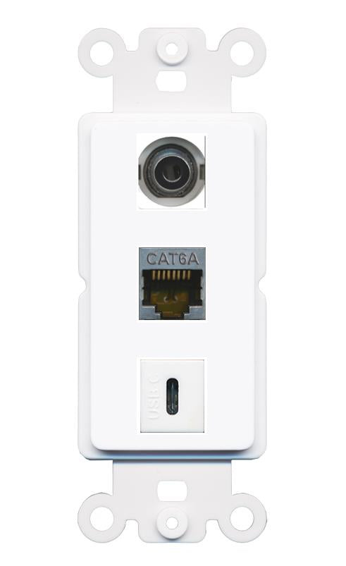 3.5mm CAT6A USBC Wall Plate [White]