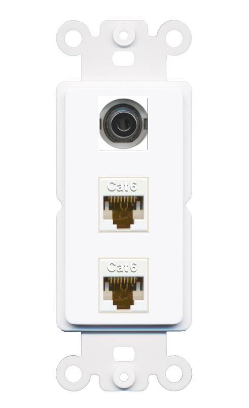 3.5mm 2 CAT6 Wall Plate [White]