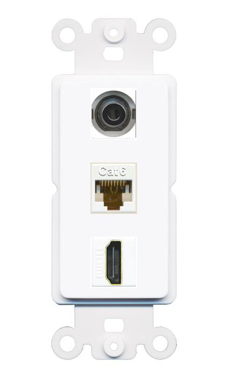 3.5mm CAT6 HDMI Wall Plate [White]