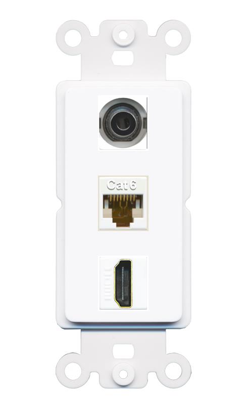 3.5mm CAT6 HDMI Wall Plate [White]