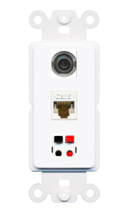 3.5mm CAT6 SPEAKER Wall Plate [White]