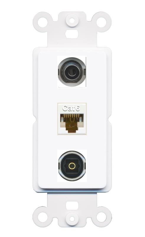 3.5mm CAT6 TOSLINK Wall Plate [White]