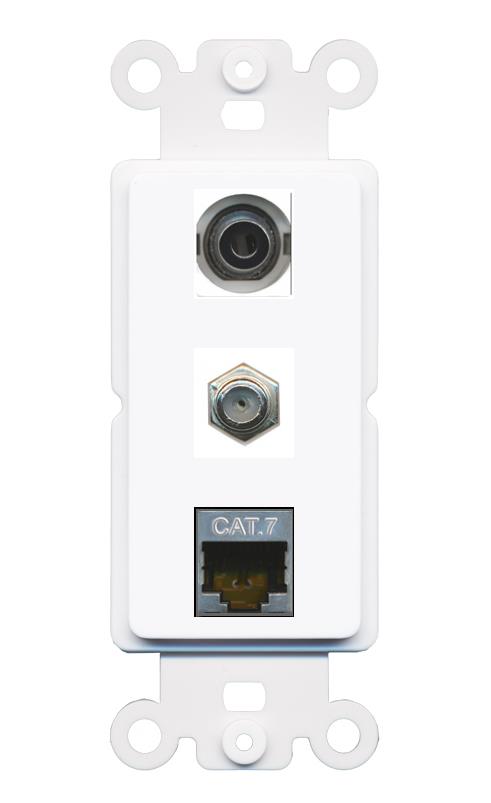 3.5mm CAT7 COAX Wall Plate [White]