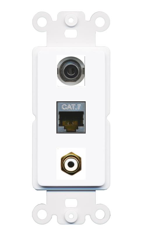 3.5mm CAT7 RCA-WHITE Wall Plate [White]