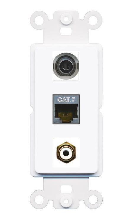 3.5mm CAT7 RCA-WHITE Wall Plate [White]