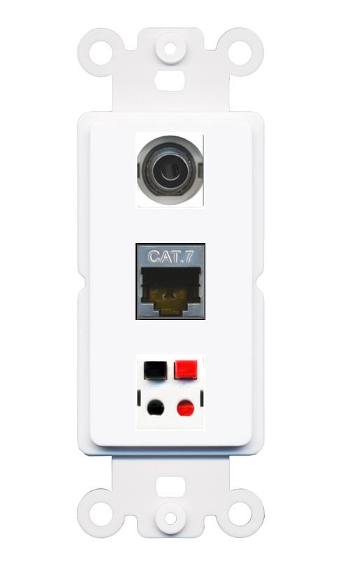 3.5mm CAT7 SPEAKER Wall Plate [White]