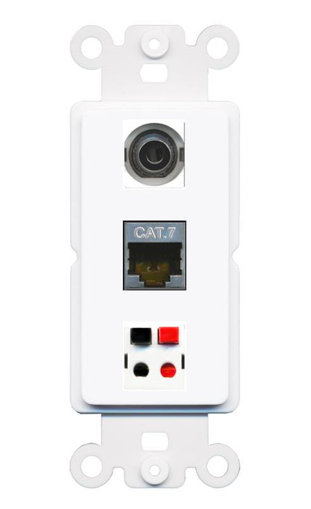 3.5mm CAT7 SPEAKER Wall Plate [White]