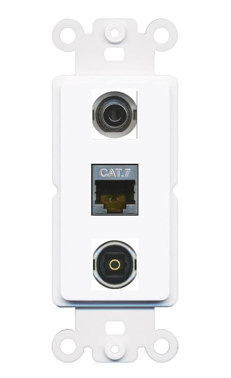 3.5mm CAT7 TOSLINK Wall Plate [White]