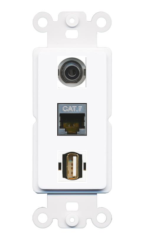 3.5mm CAT7 USB2 Wall Plate [White]