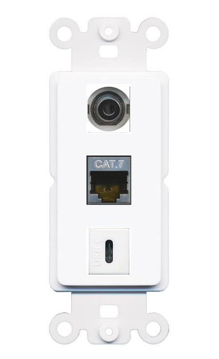 3.5mm CAT7 USBC Wall Plate [White]