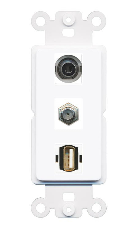 3.5mm COAX USB2 Wall Plate [White]