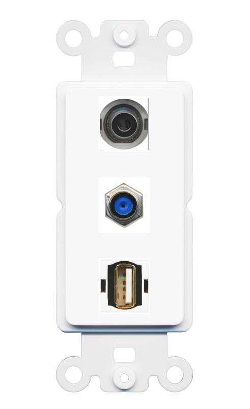 3.5mm F81 USB2 Wall Plate [White]