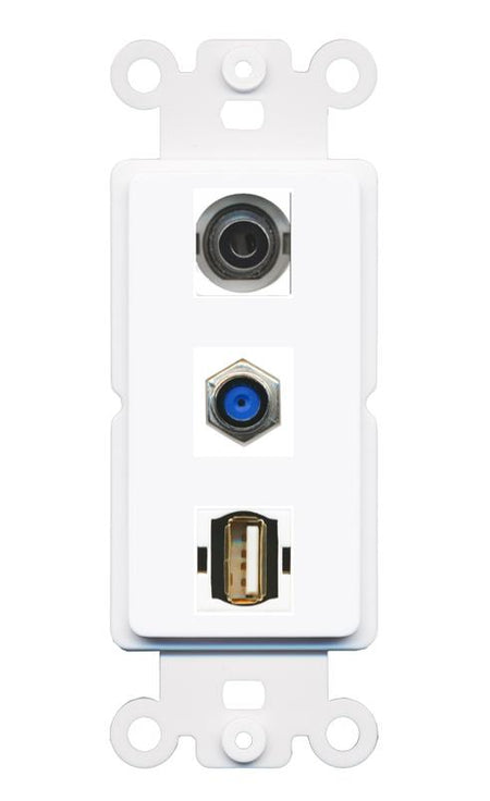 3.5mm F81 USB2 Wall Plate [White]