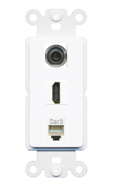 3.5mm HDMI PHONE Wall Plate [White]