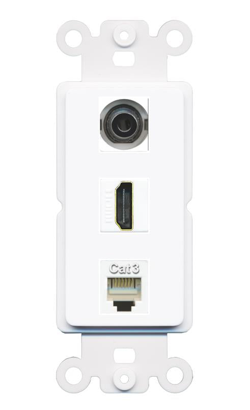 3.5mm HDMI PHONE Wall Plate [White]