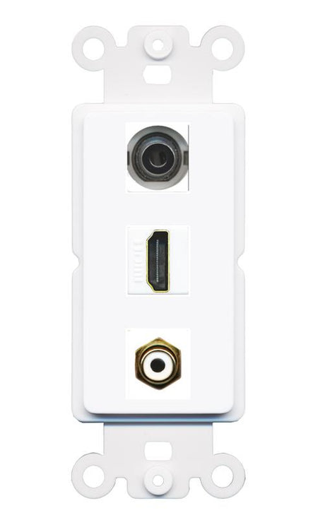 3.5mm HDMI RCA-WHITE Wall Plate [White]