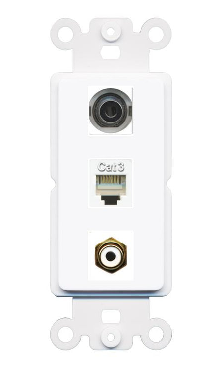 3.5mm PHONE RCA-WHITE Wall Plate [White]