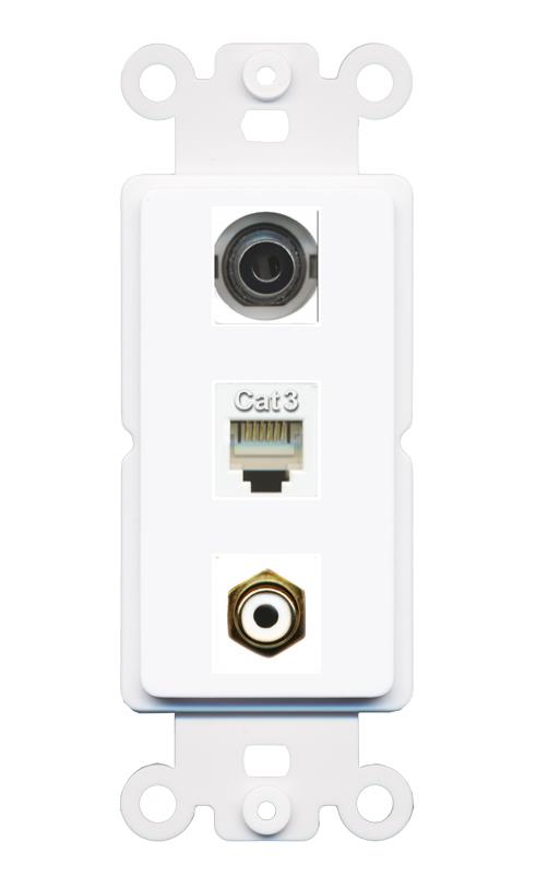 3.5mm PHONE RCA-WHITE Wall Plate [White]
