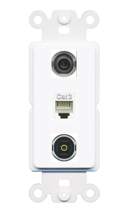3.5mm PHONE TOSLINK Wall Plate [White]