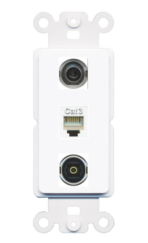 3.5mm PHONE TOSLINK Wall Plate [White]