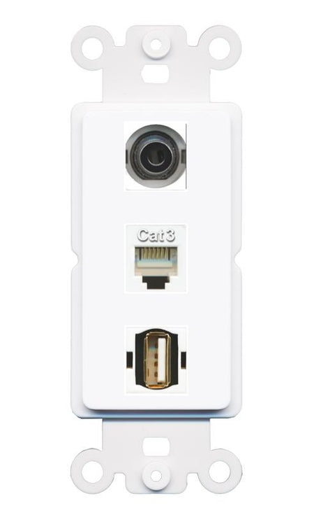 3.5mm PHONE USB2 Wall Plate [White]
