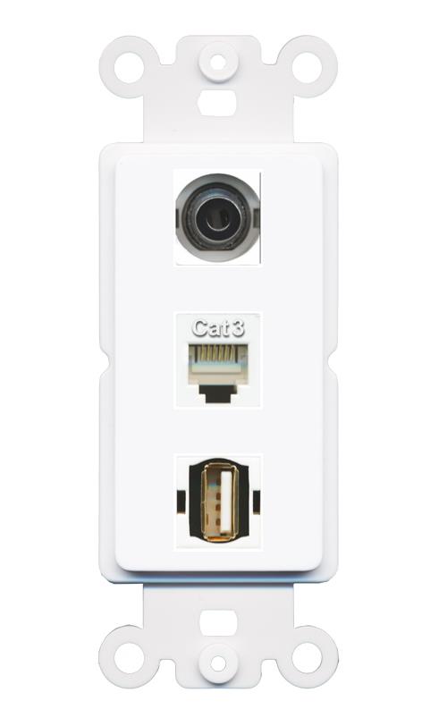 3.5mm PHONE USB2 Wall Plate [White]