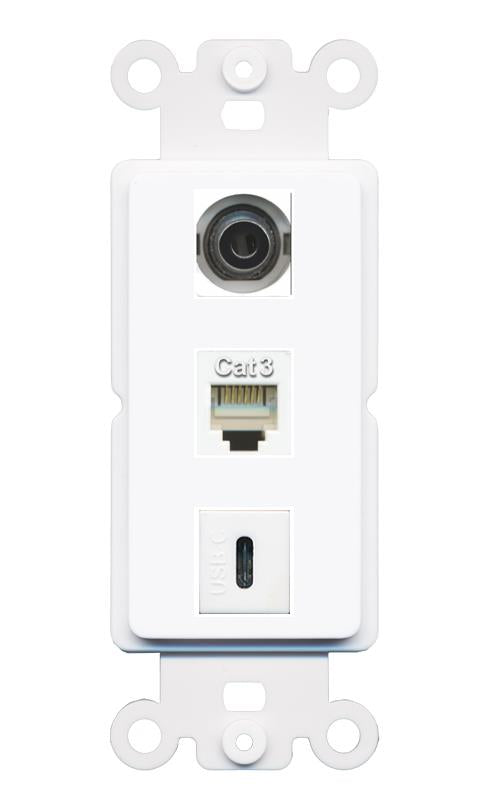 3.5mm PHONE USBC Wall Plate [White]