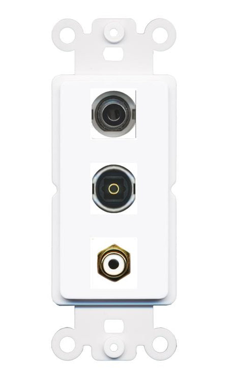 3.5mm RCA-WHITE TOSLINK Wall Plate [White]