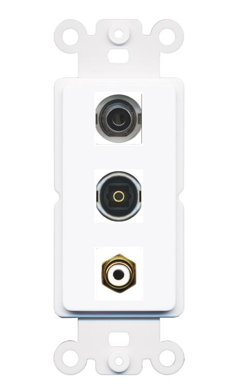 3.5mm RCA-WHITE TOSLINK Wall Plate [White]