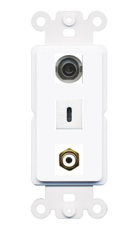 3.5mm RCA-WHITE USBC Wall Plate [White]
