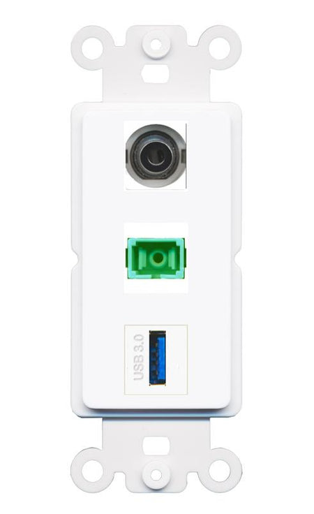 3.5mm SC-APC-SX USB-3 Wall Plate [White]