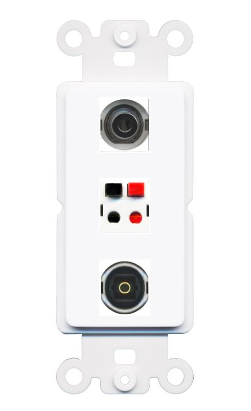 3.5mm SPEAKER TOSLINK Wall Plate [White]