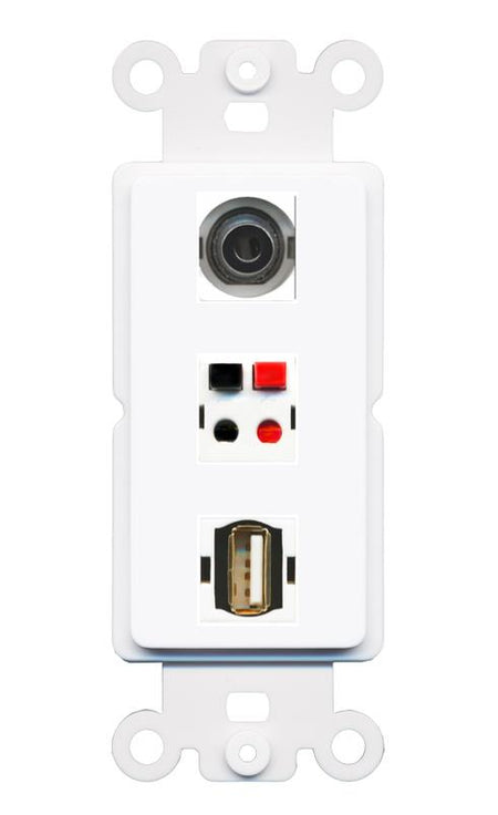 3.5mm SPEAKER USB2 Wall Plate [White]