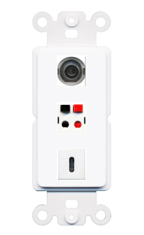 3.5mm SPEAKER USBC Wall Plate [White]