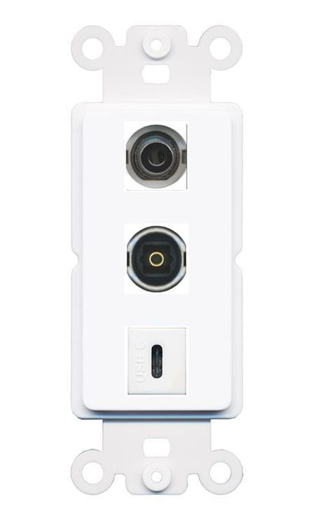 3.5mm TOSLINK USBC Wall Plate [White]