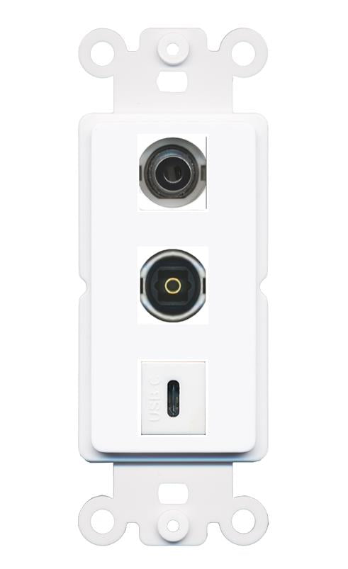 3.5mm TOSLINK USBC Wall Plate [White]
