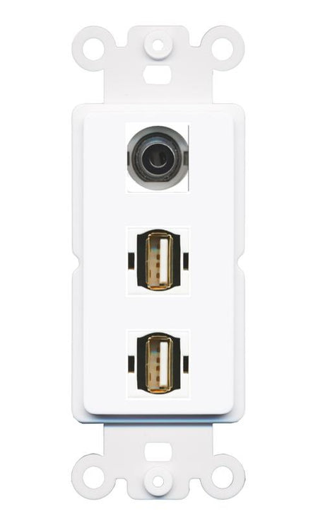 3.5mm 2 USB2 Wall Plate [White]