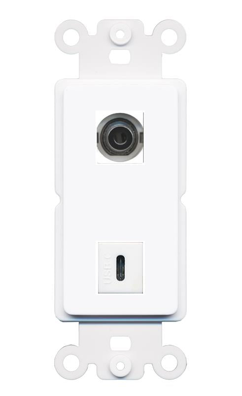3.5mm USBC Rocker Insert Module Wall Plate [White]