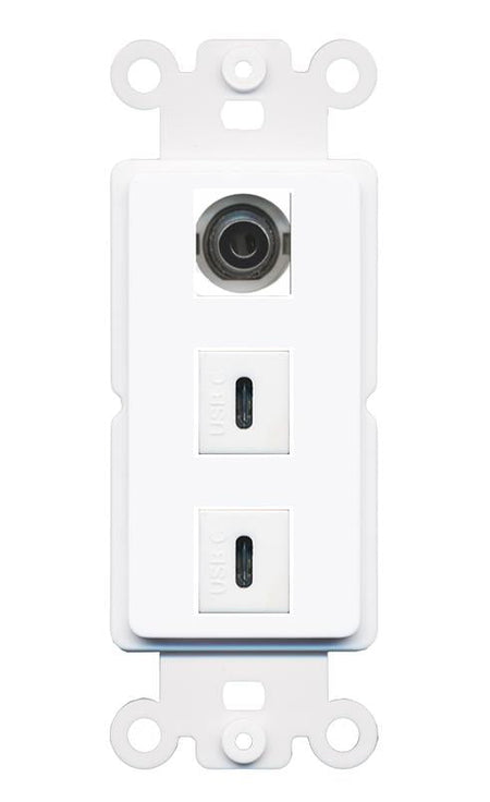 3.5mm 2 USBC Wall Plate [White]