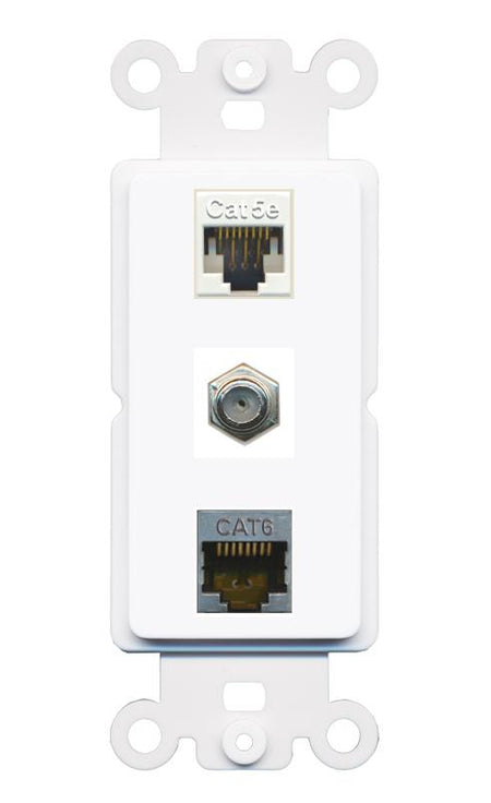 CAT5E CAT6-SHIELDED COAX Wall Plate [White]