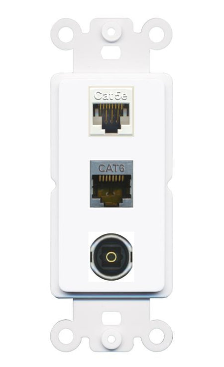 CAT5E CAT6-SHIELDED TOSLINK Wall Plate [White]