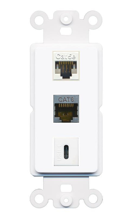 CAT5E CAT6-SHIELDED USBC Wall Plate [White]
