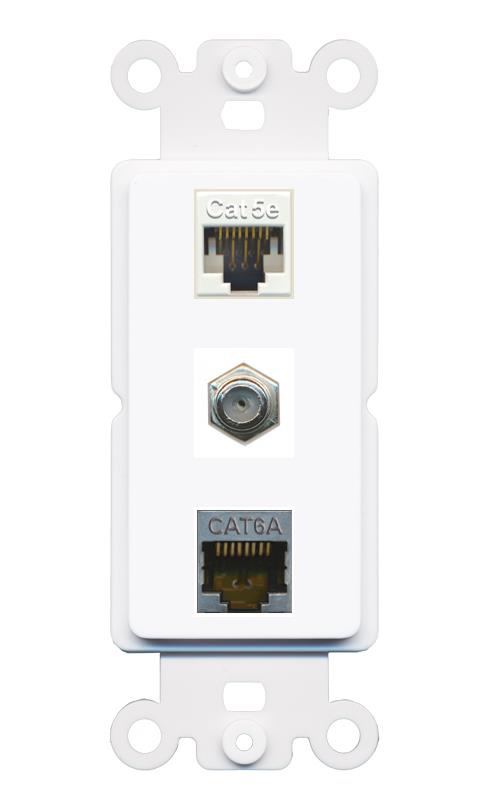 CAT5E CAT6A COAX Wall Plate [White]