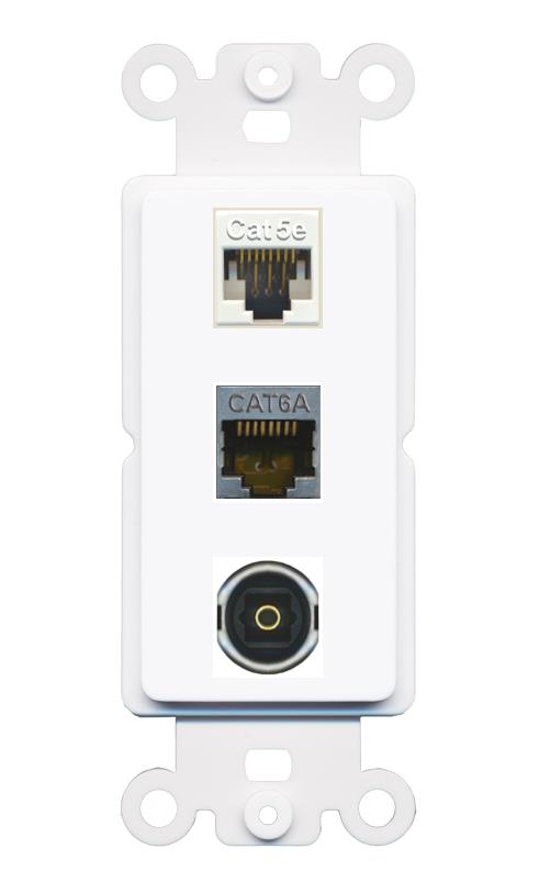 CAT5E CAT6A TOSLINK Wall Plate [White]