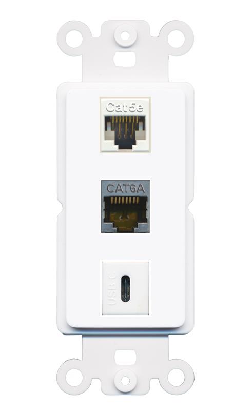 CAT5E CAT6A USBC Wall Plate [White]