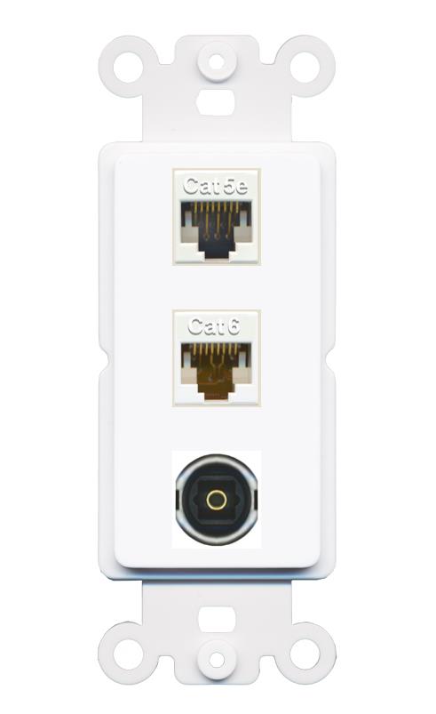 CAT5E CAT6 TOSLINK Wall Plate [White]