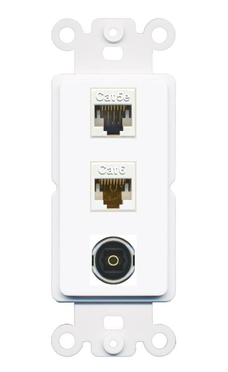 CAT5E CAT6 TOSLINK Wall Plate [White]