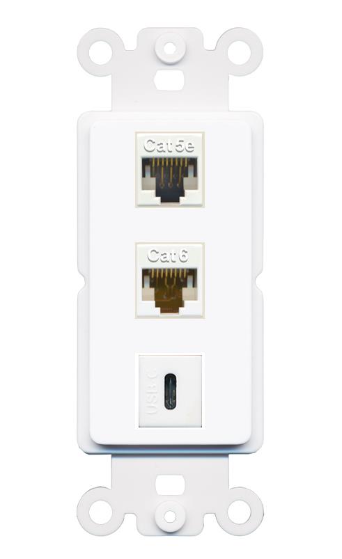 CAT5E CAT6 USBC Wall Plate [White]