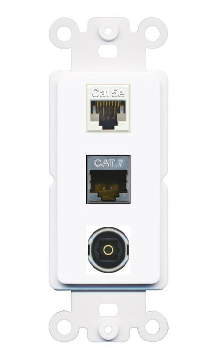 CAT5E CAT7 TOSLINK Wall Plate [White]