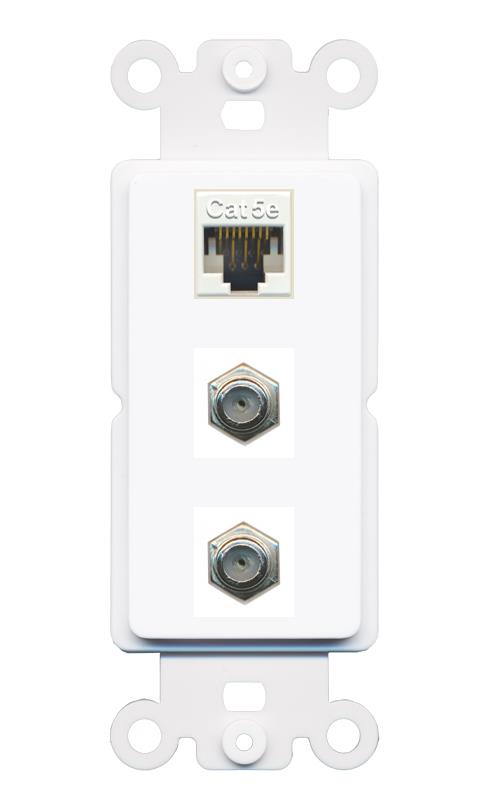 CAT5E 2 COAX Wall Plate [White]